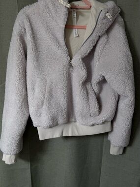 Lululemon women Textured Fleece 1/2 Zip - 8 White Opal
